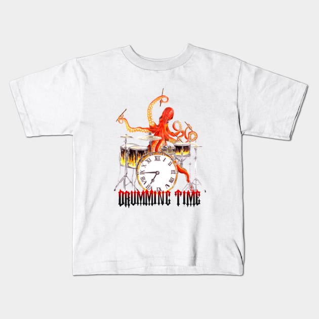 Octopus drumming Kids T-Shirt by Producer